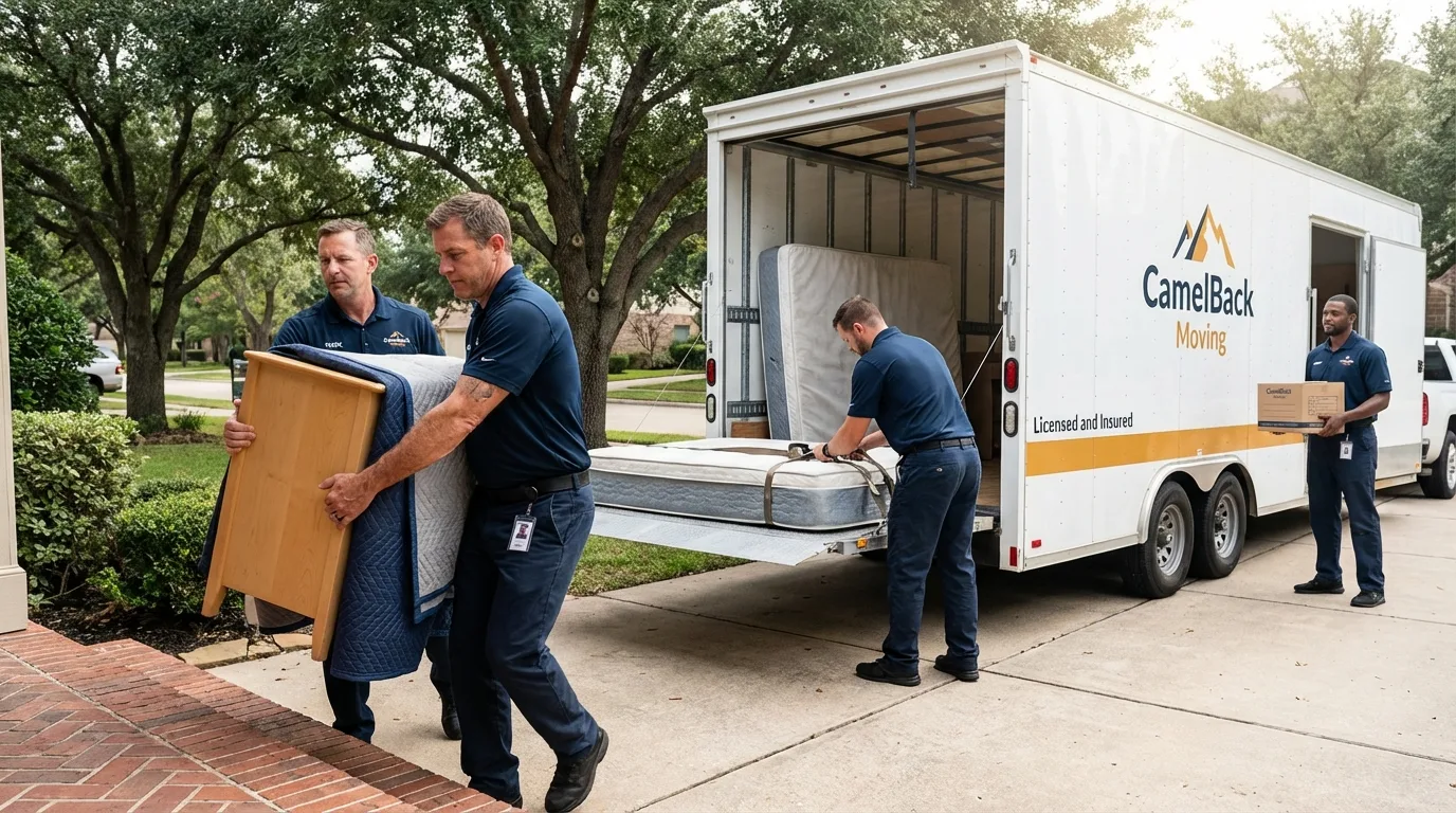 Crew loading residential truck for cross-state move from Hillsborough, NH